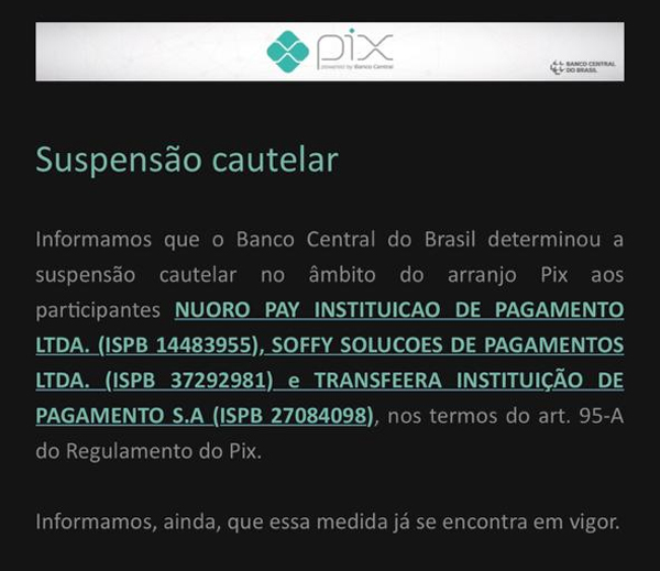banco-central-suspende-arranjo-de-pix-de-seis-instituicoes-de-pagamentos-2 Banco Central suspende arranjo de Pix de seis instituições de pagamentos